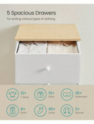 LEDREM Drawer Unit, Dresser With 5 Fabric Drawers, Metal Frame, Tall And Slim, For Bedroom Closet,grey - thumbnail 2