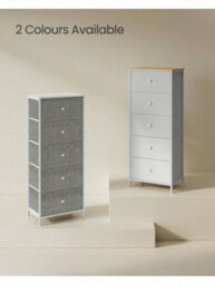 LEDREM Drawer Unit, Dresser With 5 Fabric Drawers, Metal Frame, Tall And Slim, For Bedroom Closet,grey - thumbnail 6