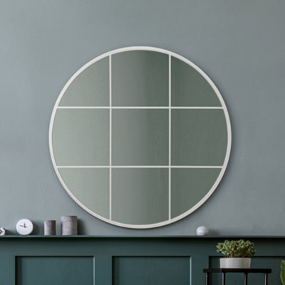 Mirroroutlet The Circulus White Metal Framed Round Window Wall Mirror  100Cm X 100Cm - image 1