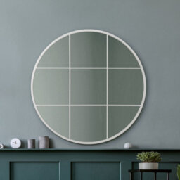 Mirroroutlet The Circulus White Metal Framed Round Window Wall Mirror  100Cm X 100Cm