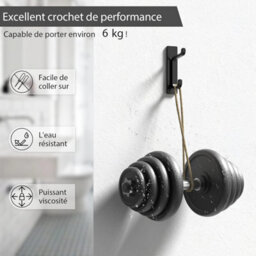 Black And Gray, 4-Piece Adhesive Wall Hook Set, Bathroom Towel Rack, Kitchen Dish Towel Hook, Adhesive Coat Hook - thumbnail 3