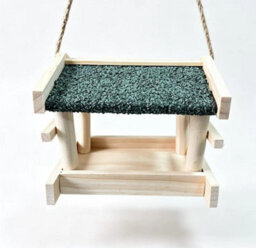Wooden Hanging Bird Feeder Table With Roof Outdoor Wild Bird Feeding Station Rope Seed Tray For Garden Patio Balcony Trees - thumbnail 4