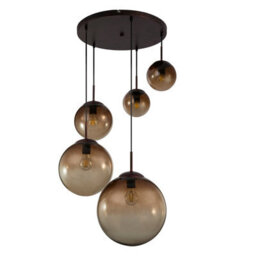 Luminosa Lighting Luminosa Varus Cluster Pendant Ceiling Light Brown Amber Glass Shade 5X E27 - thumbnail 2