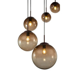 Luminosa Lighting Luminosa Varus Cluster Pendant Ceiling Light Brown Amber Glass Shade 5X E27 - thumbnail 3
