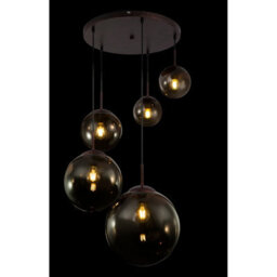 Luminosa Lighting Luminosa Varus Cluster Pendant Ceiling Light Brown Amber Glass Shade 5X E27 - thumbnail 4