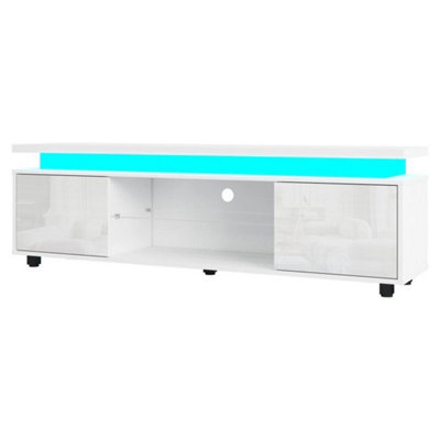 White 150Cm High Gloss Tv Stand Led - image 1