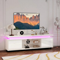 White 150Cm High Gloss Tv Stand Led - thumbnail 4