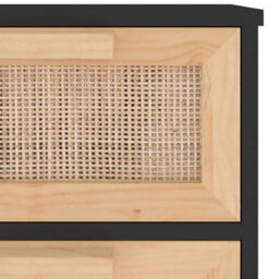 Berkfield Sideboard Black 40X30X90 Cm Solid Wood Pine And Natural Rattan - thumbnail 7