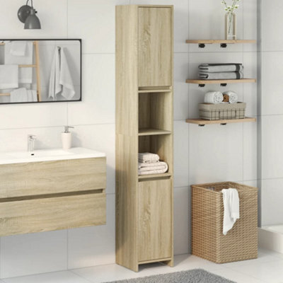 Berkfield Bathroom Cabinet Sonoma Oak 30X30X183.5 Cm Engineered Wood - image 1