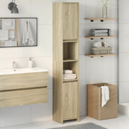 Berkfield Bathroom Cabinet Sonoma Oak 30X30X183.5 Cm Engineered Wood - thumbnail 1