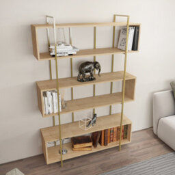 Decorotika Bruti 5-Tier Bookcase Shelving Unit Sapphire Oak Gold - thumbnail 5