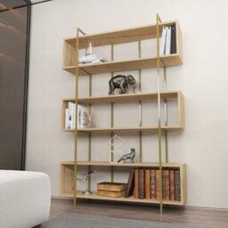 Decorotika Bruti 5-Tier Bookcase Shelving Unit Sapphire Oak Gold - thumbnail 2