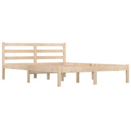 Berkfield Bed Frame Solid Wood Pine 135X190 Cm Double - thumbnail 2
