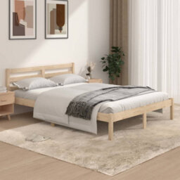 Berkfield Bed Frame Solid Wood Pine 135X190 Cm Double - thumbnail 1