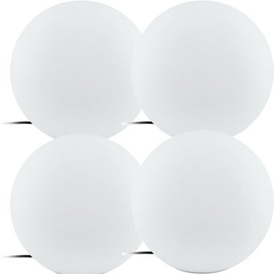 Set Of 4 Ip65 Outdoor Garden Ball Lights - 390mm White Plastic Globe With 40W E27 Bulbs - image 1