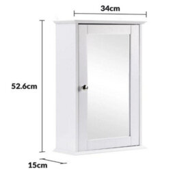 White 1 Door Mirrored Bathroom Wall Cabinet With Shelf - thumbnail 2