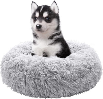 Fur & Bone 50 Cm Washable Plush Donut Dog Bed With Waterproof Non-Slip Base - Grey - image 1