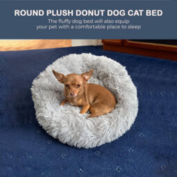 Fur & Bone 50 Cm Washable Plush Donut Dog Bed With Waterproof Non-Slip Base - Grey - thumbnail 2