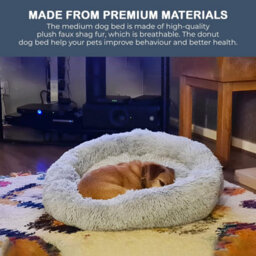 Fur & Bone 50 Cm Washable Plush Donut Dog Bed With Waterproof Non-Slip Base - Grey - thumbnail 4