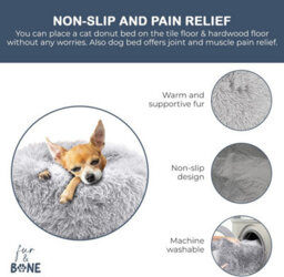 Fur & Bone 50 Cm Washable Plush Donut Dog Bed With Waterproof Non-Slip Base - Grey - thumbnail 3