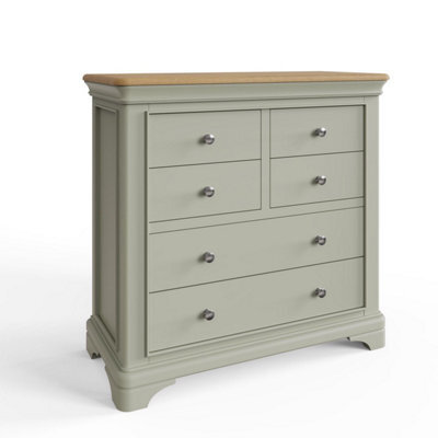 Fwstyle 6 Drawer Sage Green Painted Oak Chest Of Drawers - image 1