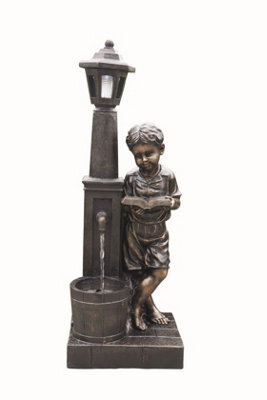 Outdoor Living UK Boy Reading At Lamp Traditional Water Feature With Cover