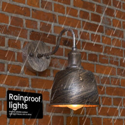 Rainproof Outdoor Wall Lamp Waterproof & Rustproof Silver Metal Sconce, Industrial Barn Light For Porch Weatherproof Exterior - thumbnail 5