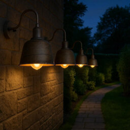 Rainproof Outdoor Wall Lamp Waterproof & Rustproof Silver Metal Sconce, Industrial Barn Light For Porch Weatherproof Exterior - thumbnail 9