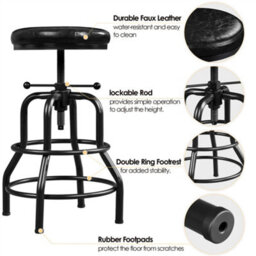 Yaheetech Rustic Swivel Bar Stool For Kitchen Bar Black - thumbnail 4
