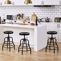 Yaheetech Rustic Swivel Bar Stool For Kitchen Bar Black - thumbnail 2
