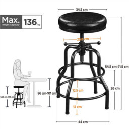 Yaheetech Rustic Swivel Bar Stool For Kitchen Bar Black - thumbnail 3
