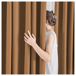 Ameha Beige Plain Blackout Curtain 66''x72'', Ringtop Ready Made Thermal Insulated Eyelet Top Bedroom Living Room Decor - thumbnail 5