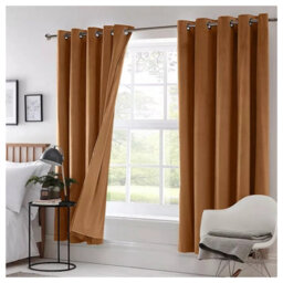 Ameha Beige Plain Blackout Curtain 66''x72'', Ringtop Ready Made Thermal Insulated Eyelet Top Bedroom Living Room Decor - thumbnail 6