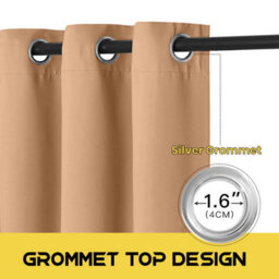 Ameha Beige Plain Blackout Curtain 66''x72'', Ringtop Ready Made Thermal Insulated Eyelet Top Bedroom Living Room Decor - thumbnail 3