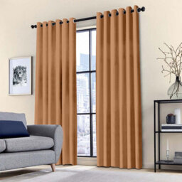 Ameha Beige Plain Blackout Curtain 66''x72'', Ringtop Ready Made Thermal Insulated Eyelet Top Bedroom Living Room Decor - thumbnail 8