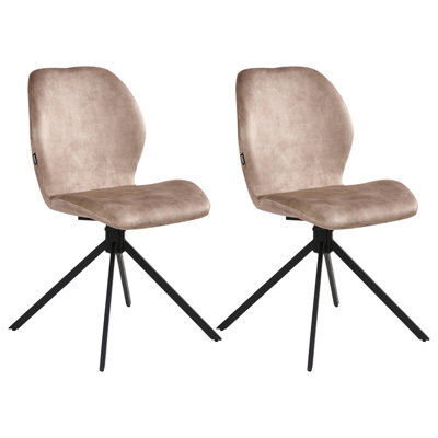 Beliani Set Of 4 Dining Chairs Swivel Morrison Velvet Beige - image 1