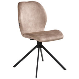 Beliani Set Of 4 Dining Chairs Swivel Morrison Velvet Beige - thumbnail 4