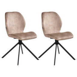 Beliani Set Of 4 Dining Chairs Swivel Morrison Velvet Beige - thumbnail 1
