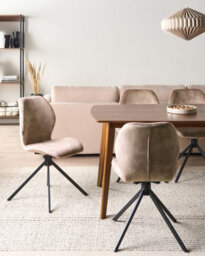 Beliani Set Of 4 Dining Chairs Swivel Morrison Velvet Beige - thumbnail 2