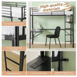 High Sleeper Gaming Bed Single Bunk Bed Study Bed With Storage Shelves/socket - thumbnail 6