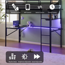 High Sleeper Gaming Bed Single Bunk Bed Study Bed With Storage Shelves/socket - thumbnail 4