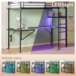 High Sleeper Gaming Bed Single Bunk Bed Study Bed With Storage Shelves/socket - thumbnail 5