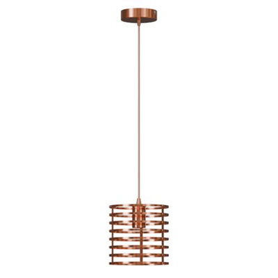 Modern Industrial Rose Gold Single Cage Ceiling Pendant Light E27 Lamp Holder Adjustable 1M Cable - image 1