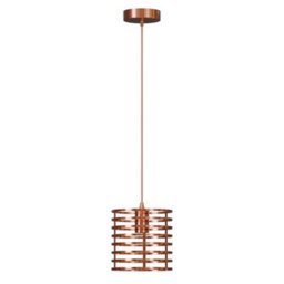 Modern Industrial Rose Gold Single Cage Ceiling Pendant Light E27 Lamp Holder Adjustable 1M Cable - thumbnail 1