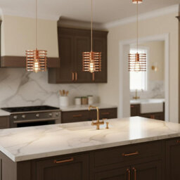 Modern Industrial Rose Gold Single Cage Ceiling Pendant Light E27 Lamp Holder Adjustable 1M Cable - thumbnail 3