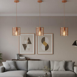 Modern Industrial Rose Gold Single Cage Ceiling Pendant Light E27 Lamp Holder Adjustable 1M Cable - thumbnail 2