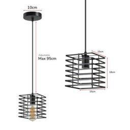 Modern Industrial Rose Gold Single Cage Ceiling Pendant Light E27 Lamp Holder Adjustable 1M Cable - thumbnail 5