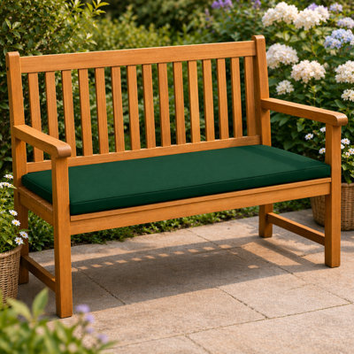 Nod Off 2 Seater Garden Bench Seat Pad 108X45X5Cm Water Resistant Foam Filled Cushion With Removable Zipped Cover - Bottle Green
