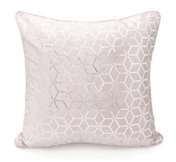 Intimates Velvet Geometric Print Cushion, Silver Foil Design, Luxurious Texture, Zip Closure - Modern Home Decor Accent Cushion - Pink