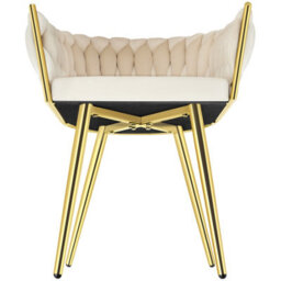 Tectake Set Of 6 Dining Chair Astano - Padded, Velvet, Knot Design, Continuous Backrest  - Sand-Colored/gold - thumbnail 9